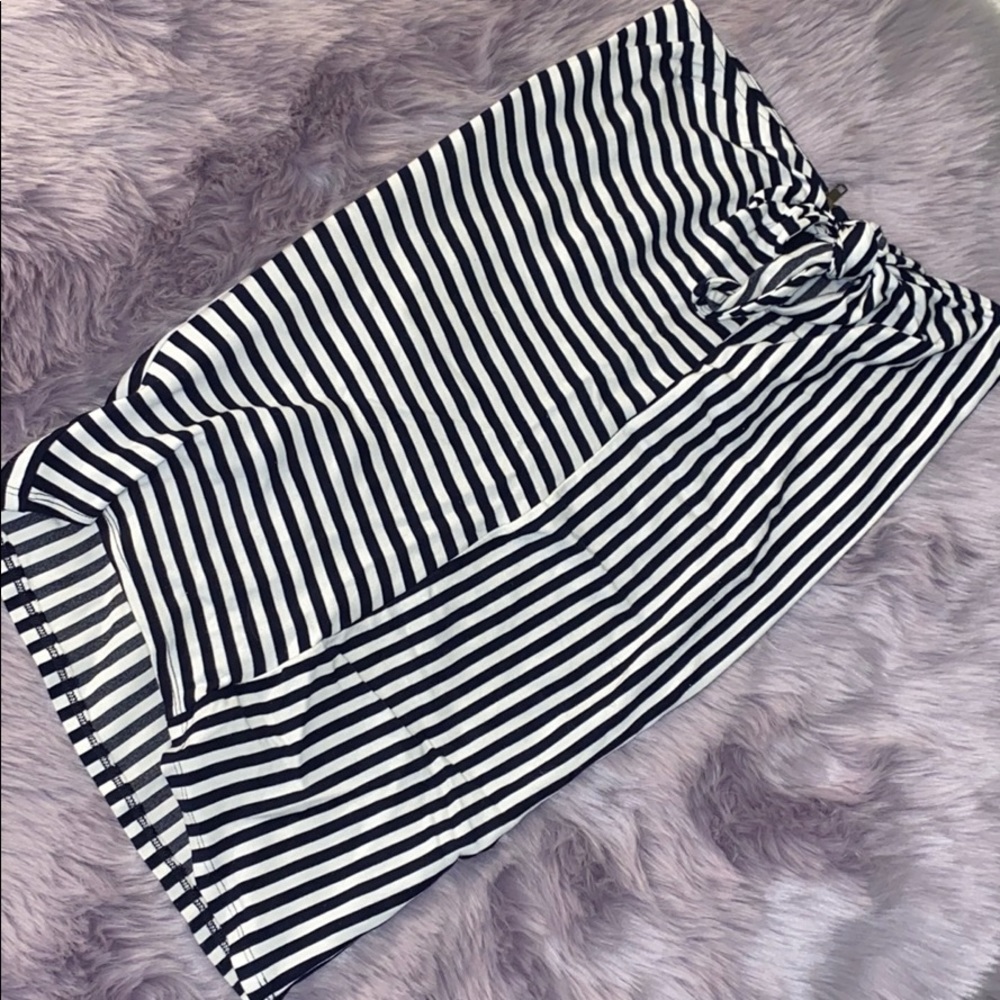 Leith Black & White Striped Skirt